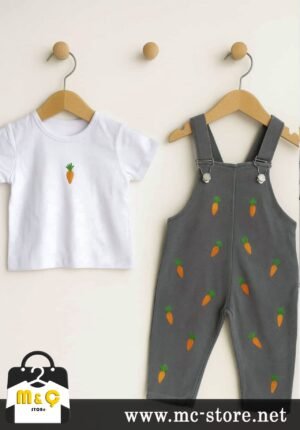 KIZ ERKEK BEBEK Çocuk Havuç Desenli 2' Li