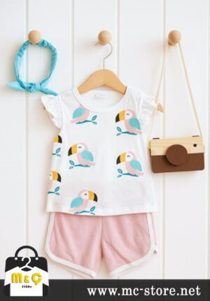 KIZ BEBEK YAZILIK TAKIM ŞORTLU PAMUK 3Lİ TAKIM