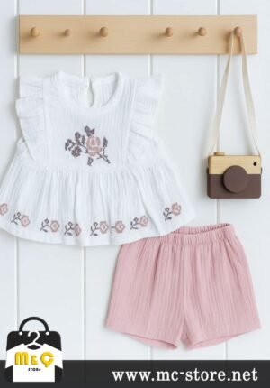 KANAVİÇE MUSLİN TAKIM ELBİSE KIZ ÇOCUK BEBEK ELBİSE