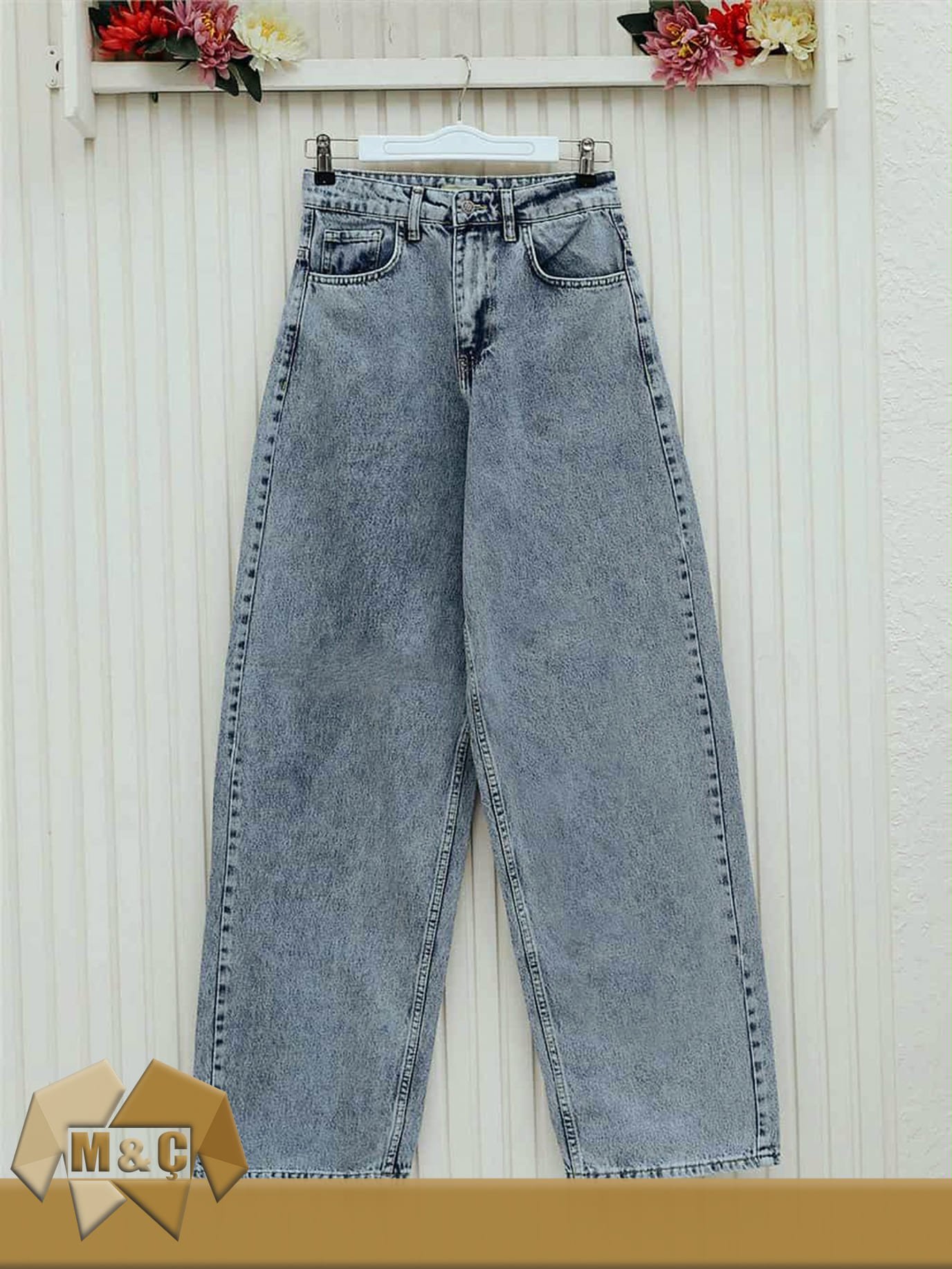 KADIN BOL PAÇA KOT PANTOLON AÇIK MAVİ