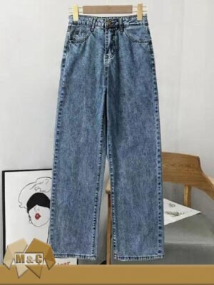 KADIN BOL PAÇA KOT PANTOLON MAVİ