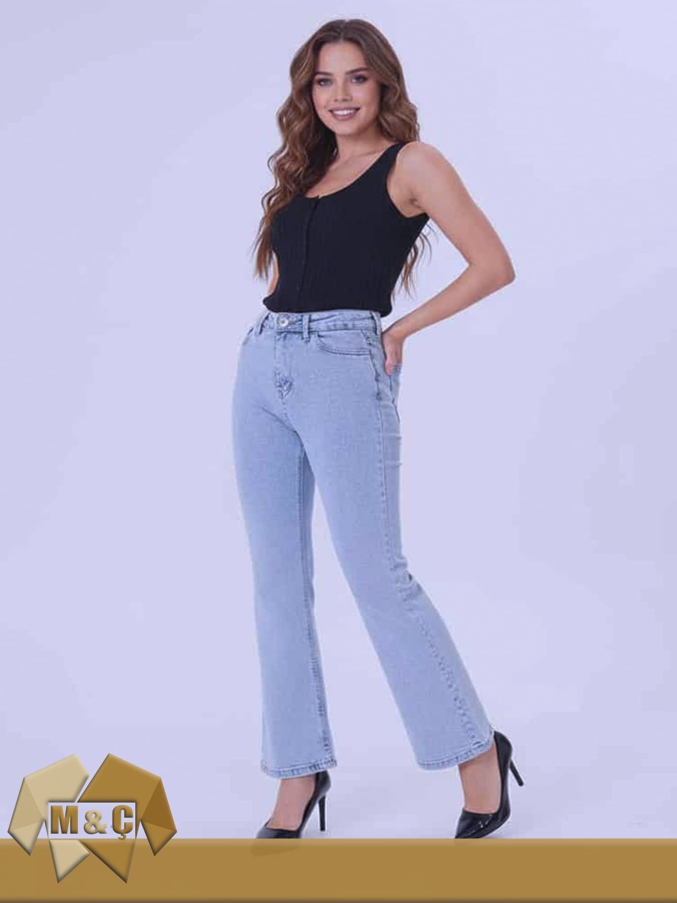 Kadın KAR YIKAMA Ispanyol Paça Kot Pantolon