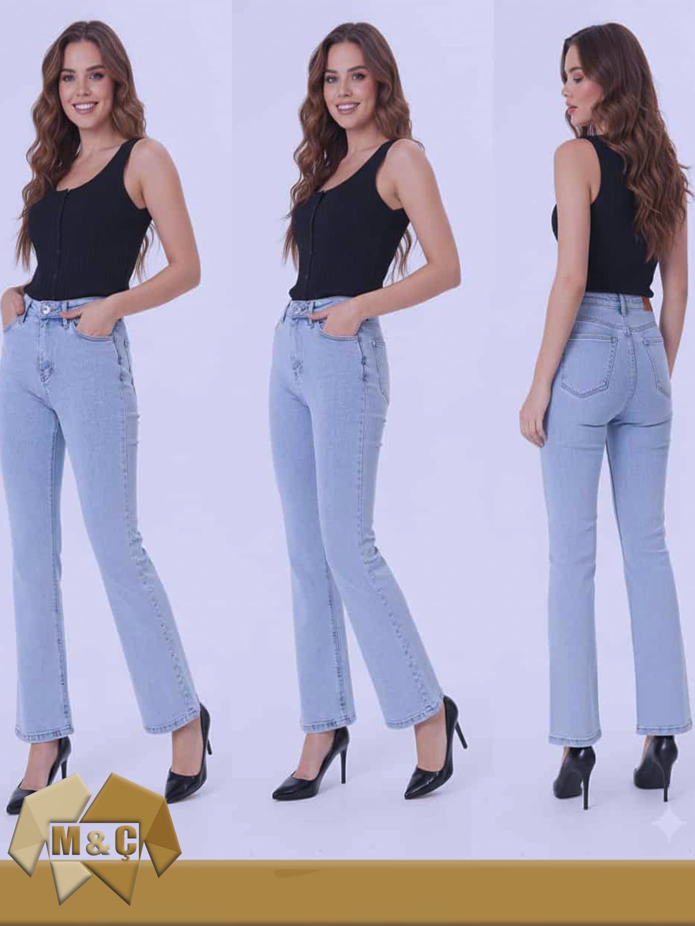 Kadın KAR YIKAMA Ispanyol Paça Kot Pantolon - الصورة 2