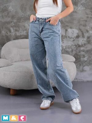 KADIN BOL PAÇA KOT PANTOLON AÇIK MAVİ