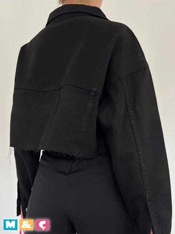 Crop Düğmeli Jean Ceket KADIN - Görsel 2