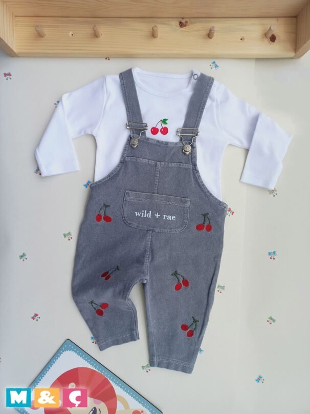 KIZ ERKEK BEBEK Çocuk Jean Salopet 2' Li Kot Tulum Takim - Görsel 3