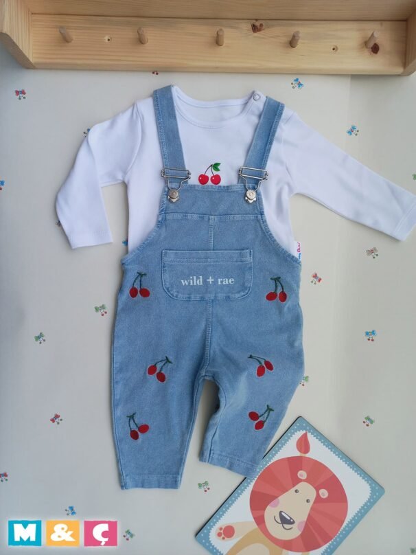 KIZ ERKEK BEBEK Çocuk Jean Salopet 2' Li Kot Tulum Takim - Görsel 6