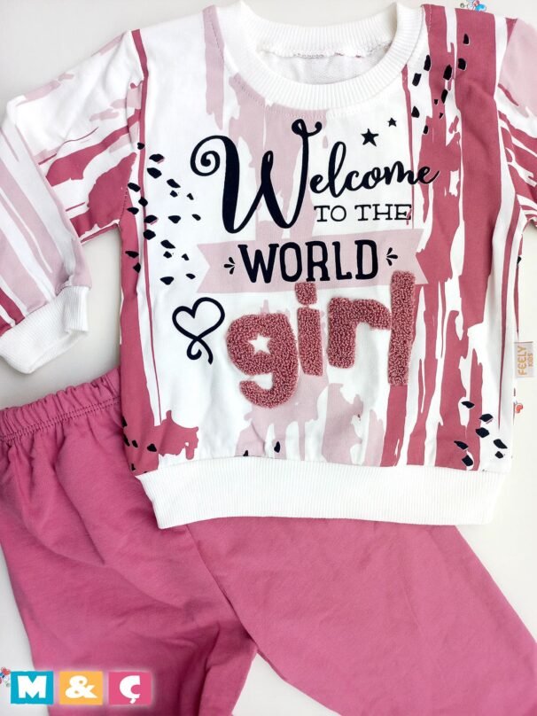 KIZ ÇOCUK EŞOFMAN TAKIM KIZ WELCOME GİRL - Görsel 3