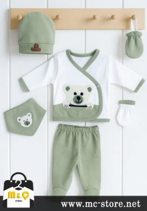 ORGANİK 5Lİ HASTANE ÇIKIŞ TAKIMI AYİCİK BEBEK LÜX SET