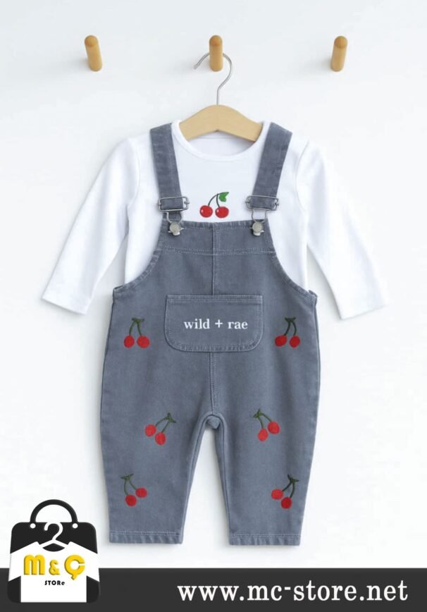 KIZ ERKEK BEBEK Çocuk Jean Salopet 2' Li Kot Tulum Takim - Görsel 2
