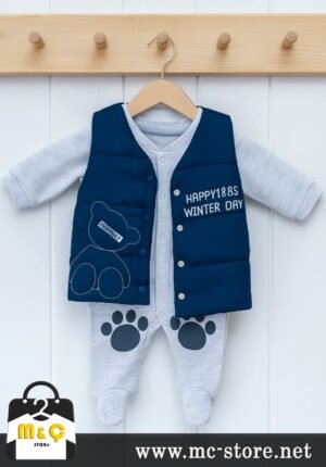 ERKEK ELYAFLI YELEKLİ BASKILI TULUM 2 Lİ