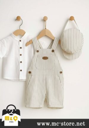 3LÜ ŞAPKALI ERKEK TAKIM GÖMLEKLİ ÇİZGİLİ TULUM