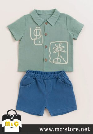 YAZLIK  POLO YAKA TİŞÖRT VE ŞÖRT PALMİYE DESEN