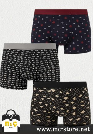 Erkek Penye DESENLİ  Likralı Pamuklu Boxer 2 'Lİ