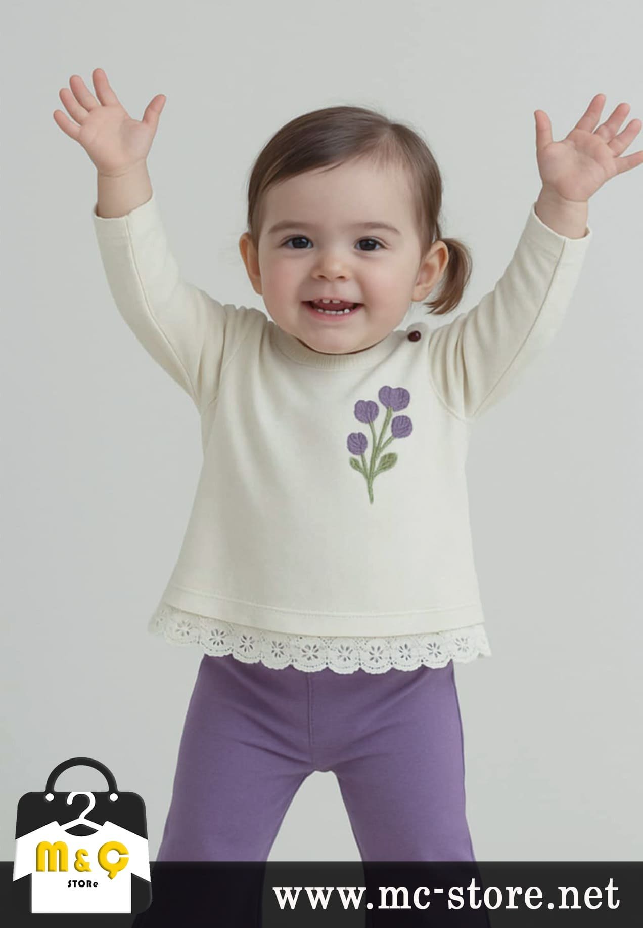 MEVSİMLİK İKİ İPLİK KIZ BEBEK NAKIŞLI FIRFIRLI - Görsel 5