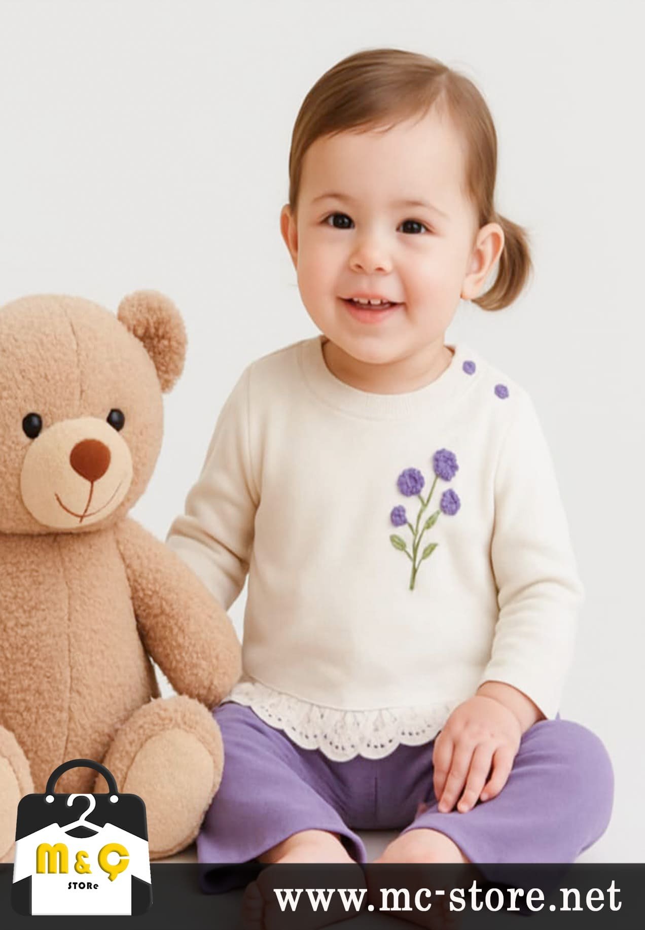 MEVSİMLİK İKİ İPLİK KIZ BEBEK NAKIŞLI FIRFIRLI - Görsel 6