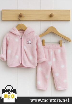 BEYAZ PUANTİYELİ YUMUŞACIK WELSOFT PELUŞ FERMUARLI KAPŞONLU