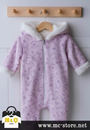 BEBEK KALIN KIŞLIK FERMUARLI KAPÜŞONLU PELUŞ MOR TULUM