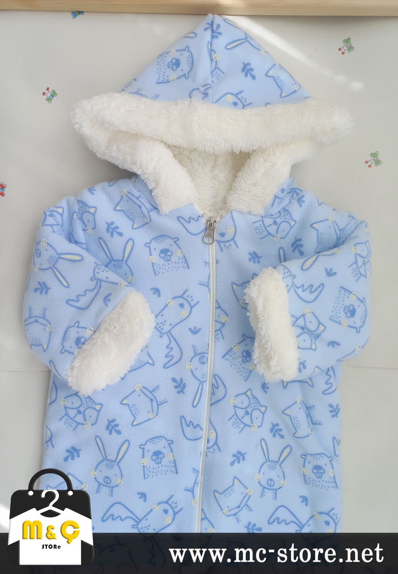 BEBEK KALIN KIŞLIK FERMUARLI KAPÜŞONLU PELUŞ MOR TULUM - Görsel 6