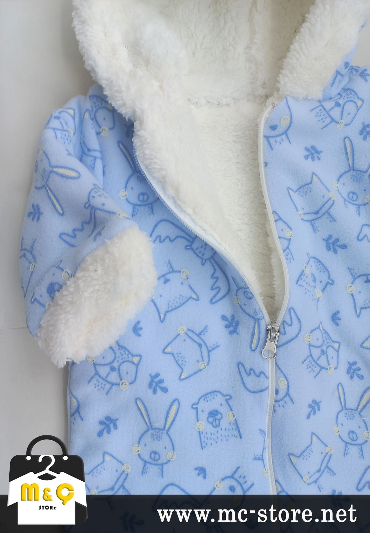 BEBEK KALIN KIŞLIK FERMUARLI KAPÜŞONLU PELUŞ MOR TULUM - Görsel 8