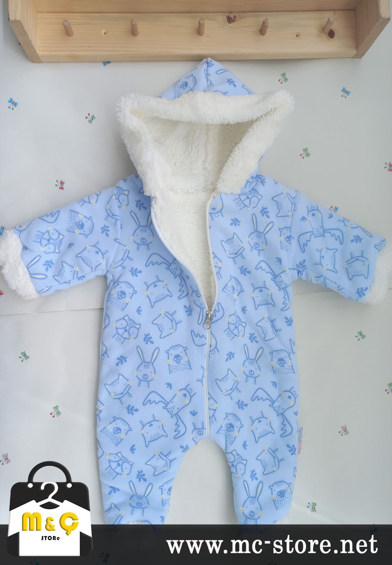 BEBEK KALIN KIŞLIK FERMUARLI KAPÜŞONLU PELUŞ MOR TULUM - Görsel 9