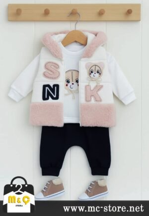 3 LÜ YELEKLI KALIN KIŞLIK KIZ BEBEK TAKIM 3 İPLIK