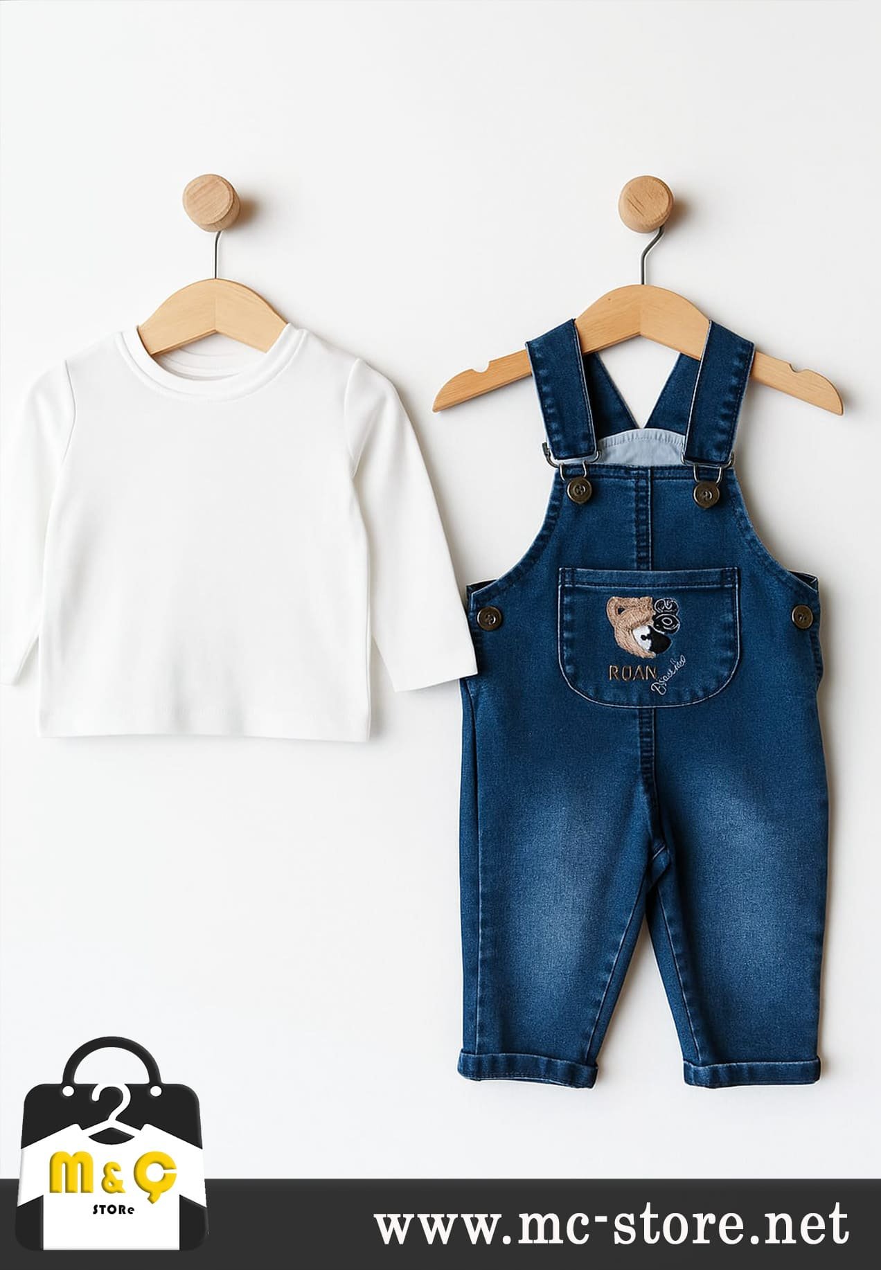 UNİSEX KOT TULUM SONBAHAR KIŞ KIZ ERKEK BEBEK 2Lİ TAKIM