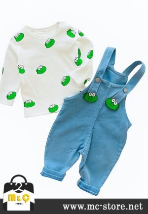 SEVİMLİ JEAN ERKEK KIZ BEBEK BLUZLU SALOPET 2Lİ TAKIM