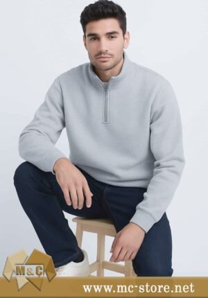 BOĞAZLI FERMUARLI YAKA ŞARDONLU 3 IP BATTAL SWEATSHİRT