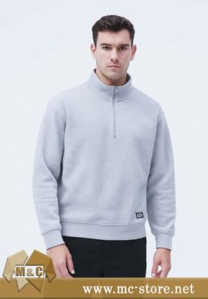 BOĞAZLI FERMUARLI YAKA ŞARDONLU 3 IP BATTAL SWEATSHİRT