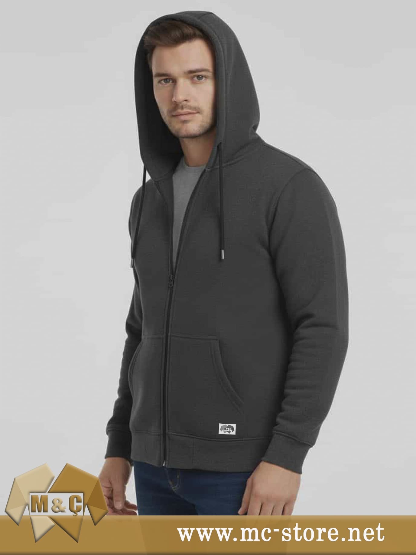 ŞARDONLU 3 İPLİK KAPŞONLU FERMUARLI SWEATSHİRT