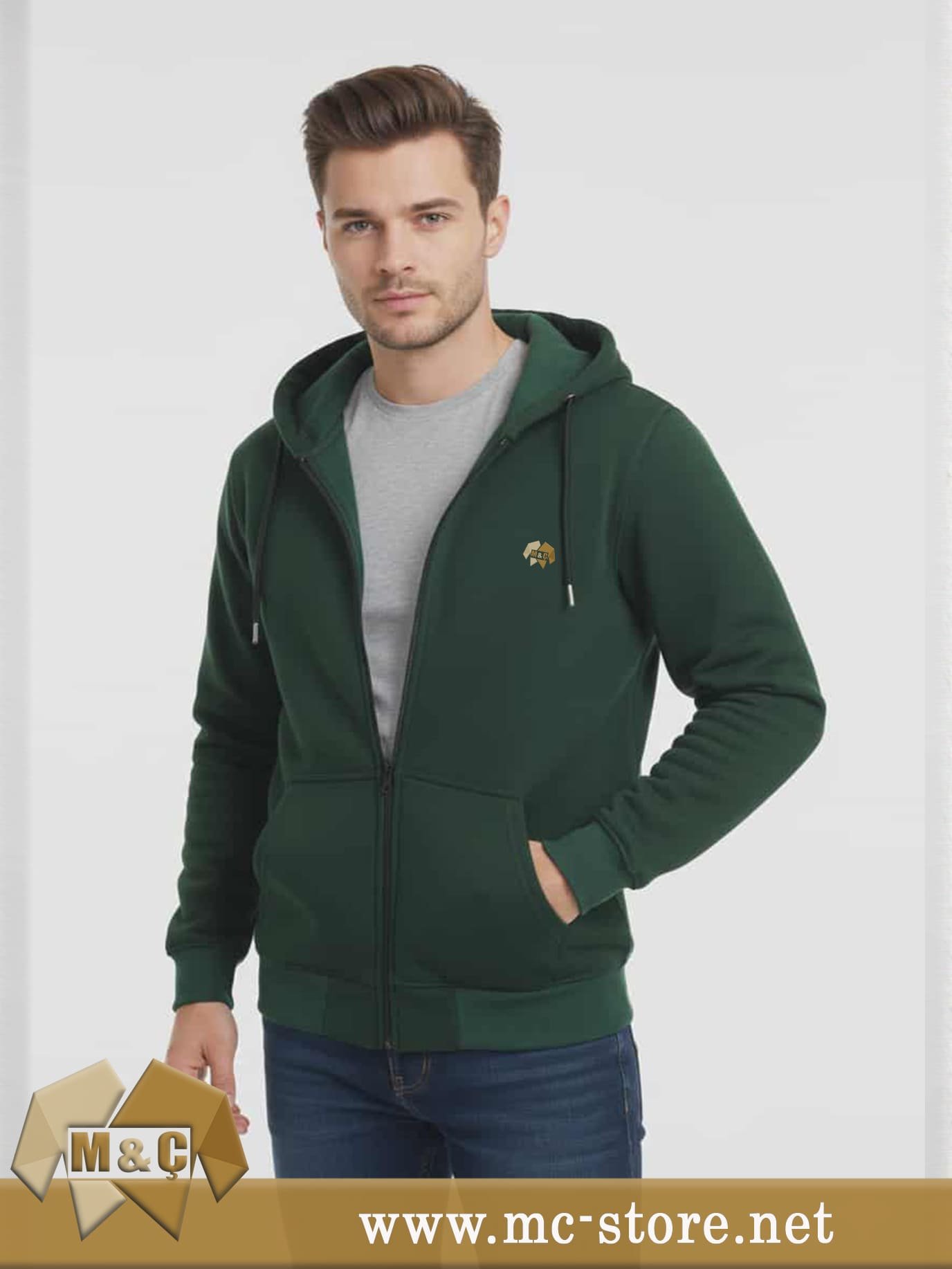 ŞARDONLU 3 İPLİK KAPŞONLU FERMUARLI SWEATSHİRT - Görsel 4